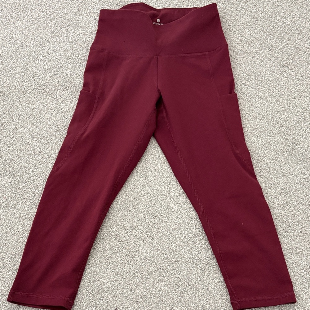 Burgundy Active capri Leggings with Side Pockets